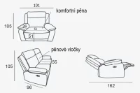 Kožené křeslo CONTINENTAL s elektrickou funkcí relax 1P, elektrické, černá (nero 308)