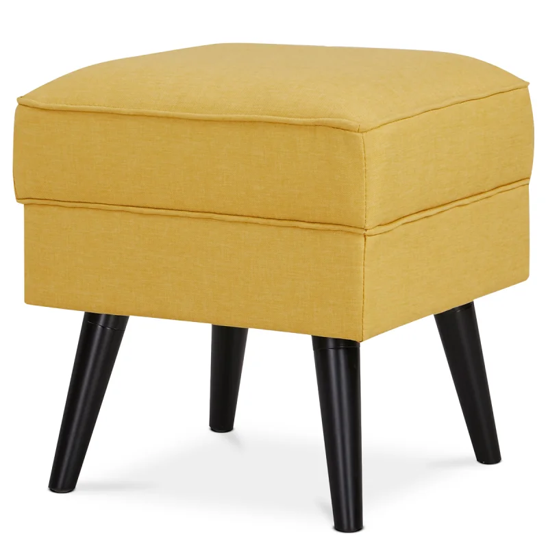 Taburet, žlutá látka, nohy buk