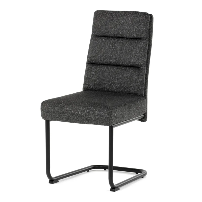 Židle jídelní, taštičkové pružiny v sedáku, madlo na opěráku, tmavě šedá látka, černý kov