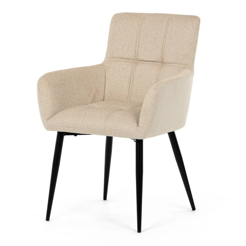 Židle jídelní, krémová látka, černý kov