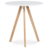 Jídelní stůl kulatý 70x70x73 cm, deska MDF bílý matný lak, nohy masiv buk,