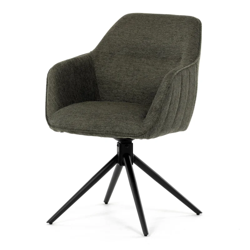 Židle jídelní a konferenční, zelená látka, černé kovové nohy, otočný mechanismus