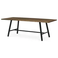 Stůl jídelní, 220x90cm, dýha, barva ořech, kovová černá noha