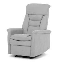 TV a relaxační křeslo s elektrickým ovládáním, potah stříbrná látka