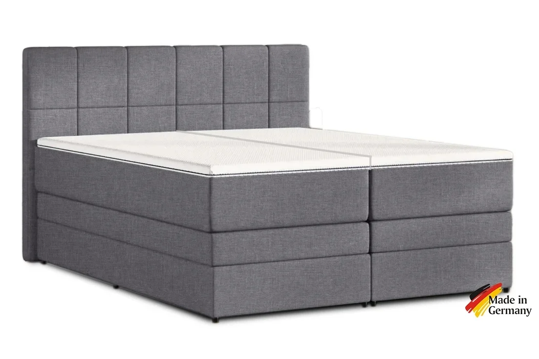 Sivá kontinentálna posteľ Emma Premium boxspring 200x200 (typ II)