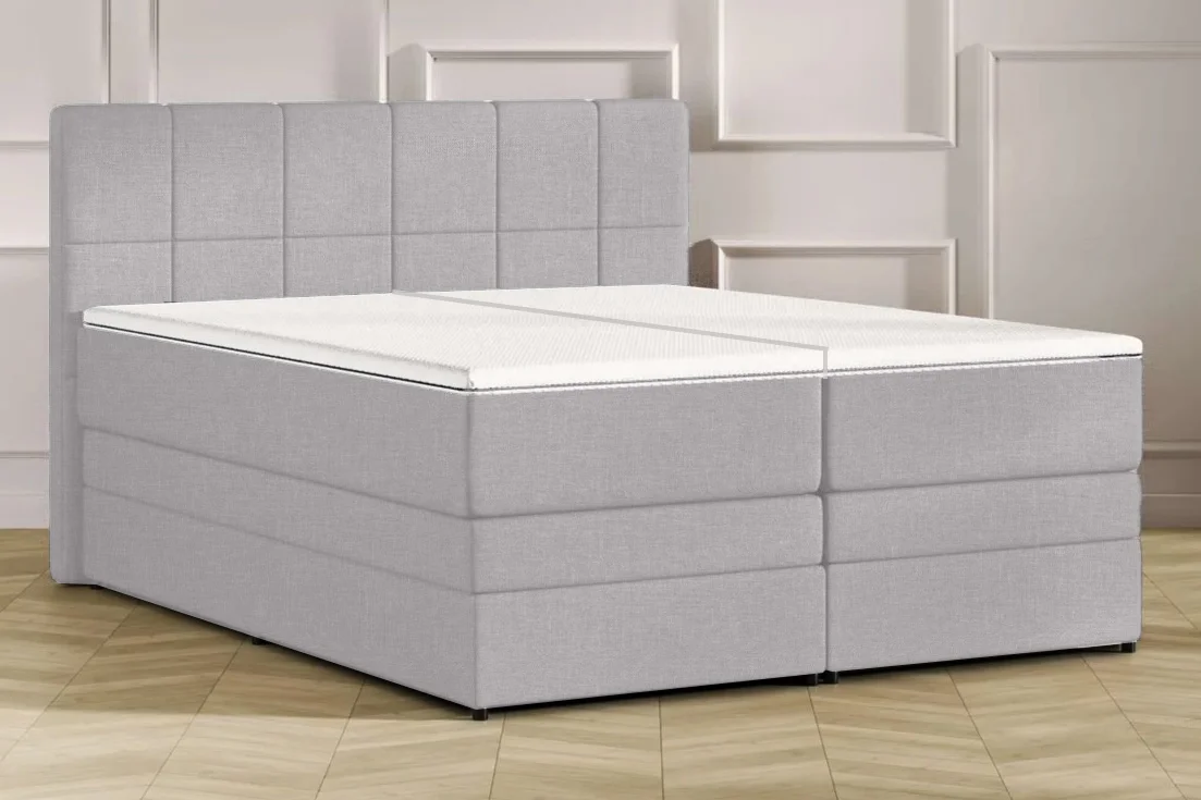Sv. šedá kontinentální postel Emma Premium boxspring 200x200 (typ I)