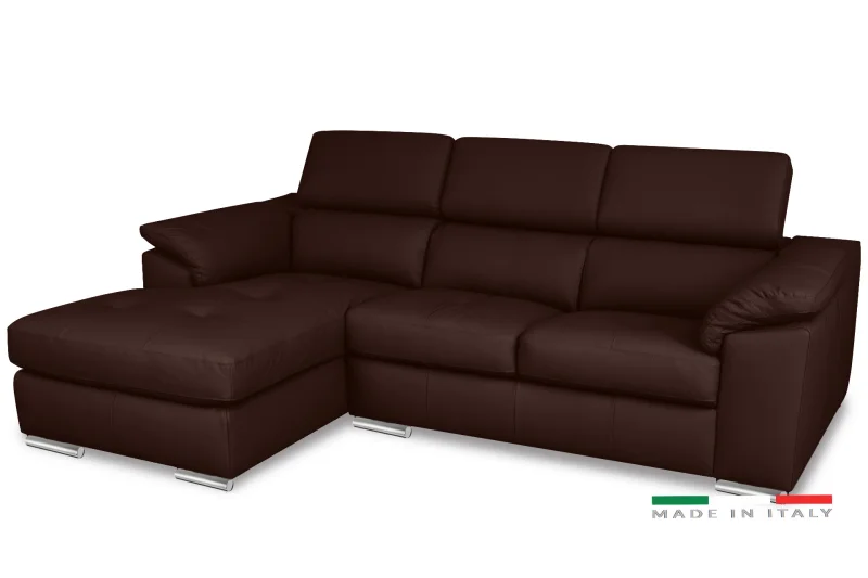 Kožená rohová sedací souprava LOREN II, levá, tm. hnědá (madras - 144 walnut)