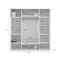 Moderní šatní skříň NICEA 180 se zrcadlem – Hlínová béžová