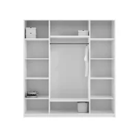 Moderní šatní skříň NICEA 180 se zrcadlem – Hlínová béžová