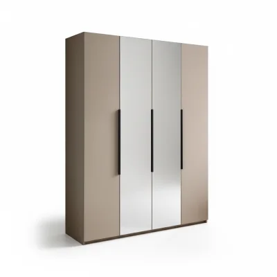 Moderní šatní skříň NICEA 180 se zrcadlem – Hlínová béžová