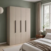 Moderná šatníková skriňa NICEA 160 – Hlínová béžová