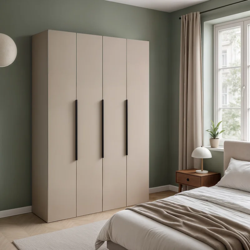 Moderná šatníková skriňa NICEA 160 – Hlínová béžová