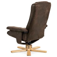 Polohovacie kreslo hnedé s taburetom látka vintage