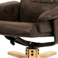 Polohovacie kreslo hnedé s taburetom látka vintage