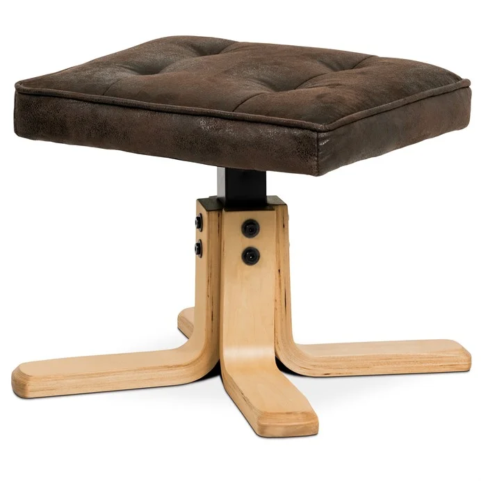 Polohovacie kreslo hnedé s taburetom látka vintage