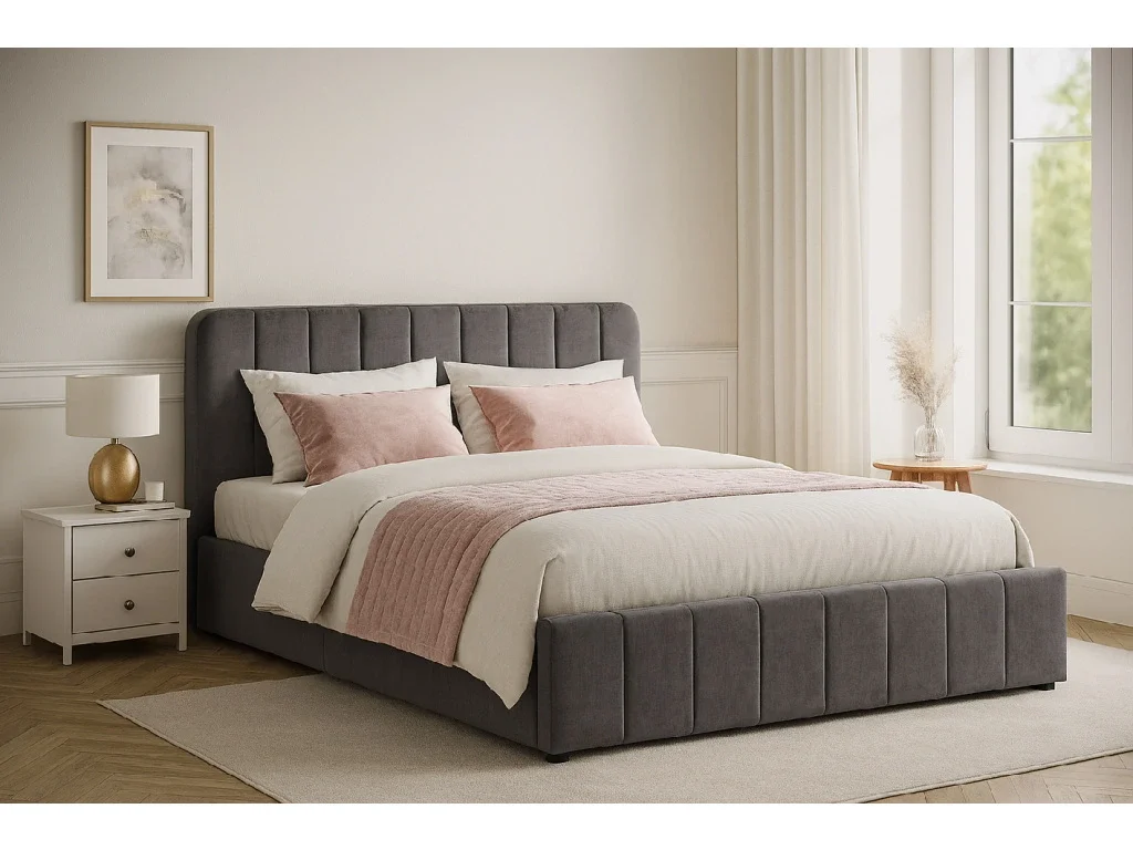 Posteľ AVENA 160 tm. šedá