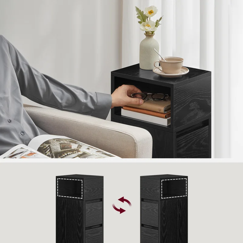 Úzky nočný stolík so zásuvkami