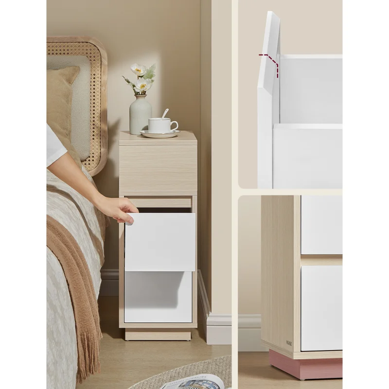 Úzky nočný stolík so zásuvkami