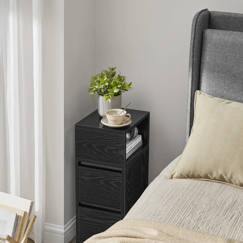 Úzky nočný stolík so zásuvkami