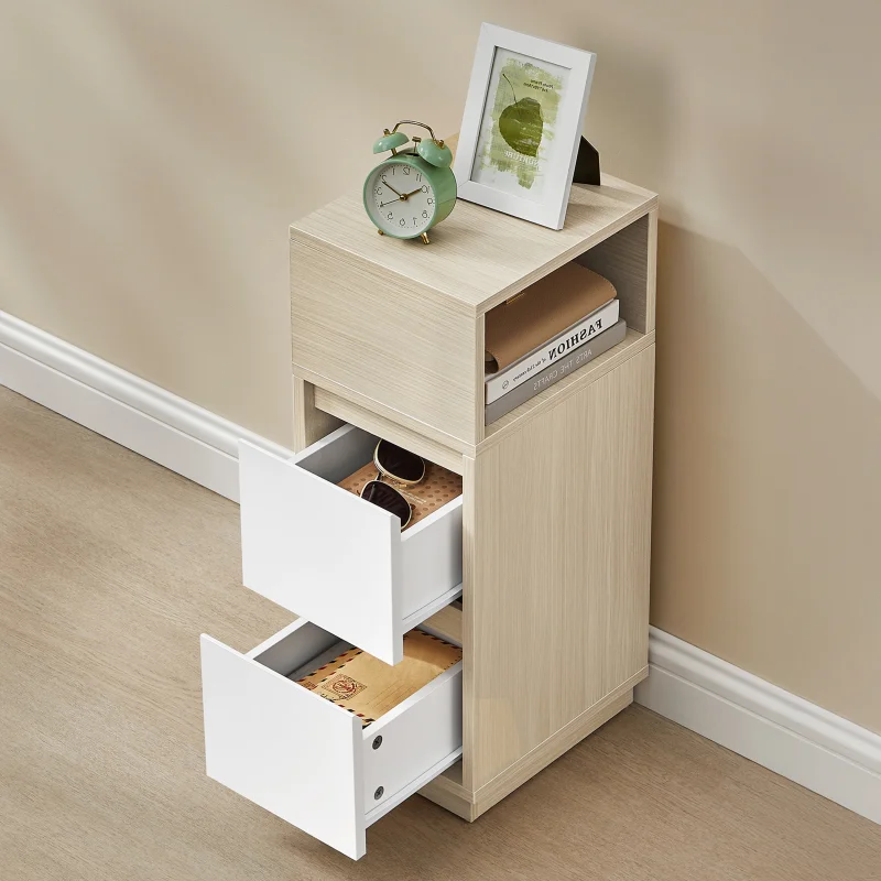 Úzky nočný stolík so zásuvkami