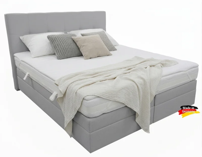 Kontinentálna posteľ Emma Premium Home boxspring 200x160 sv. sivá s úložným priestorom