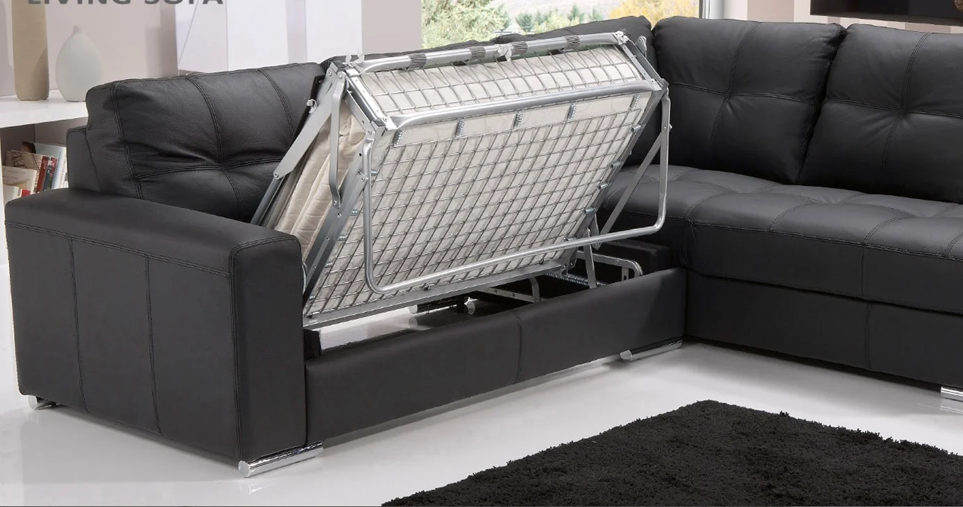 Kožená sedací souprava s rozkladem na každodenní spaní ALEXIE - rohová