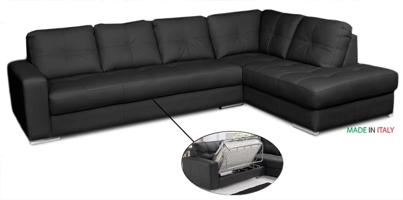 Kožená sedací souprava s rozkladem na každodenní spaní ALEXIE - rohová