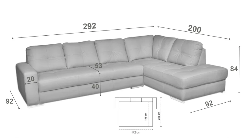 Kožená sedací souprava s rozkladem na každodenní spaní ALEXIE - rohová