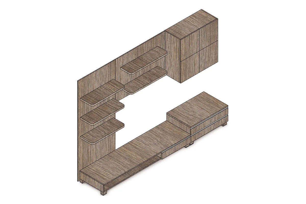 Obývací stěna 300x59x210 cm, barva noce