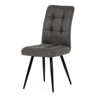 Židle jídelní, šedá látka v dekoru broušené kůže, černý kov