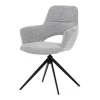 Židle jídelní, šedá látka, 360° vratný mechanismus, černý kov