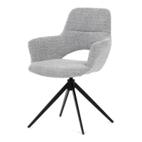 Židle jídelní, šedá látka, 360° vratný mechanismus, černý kov