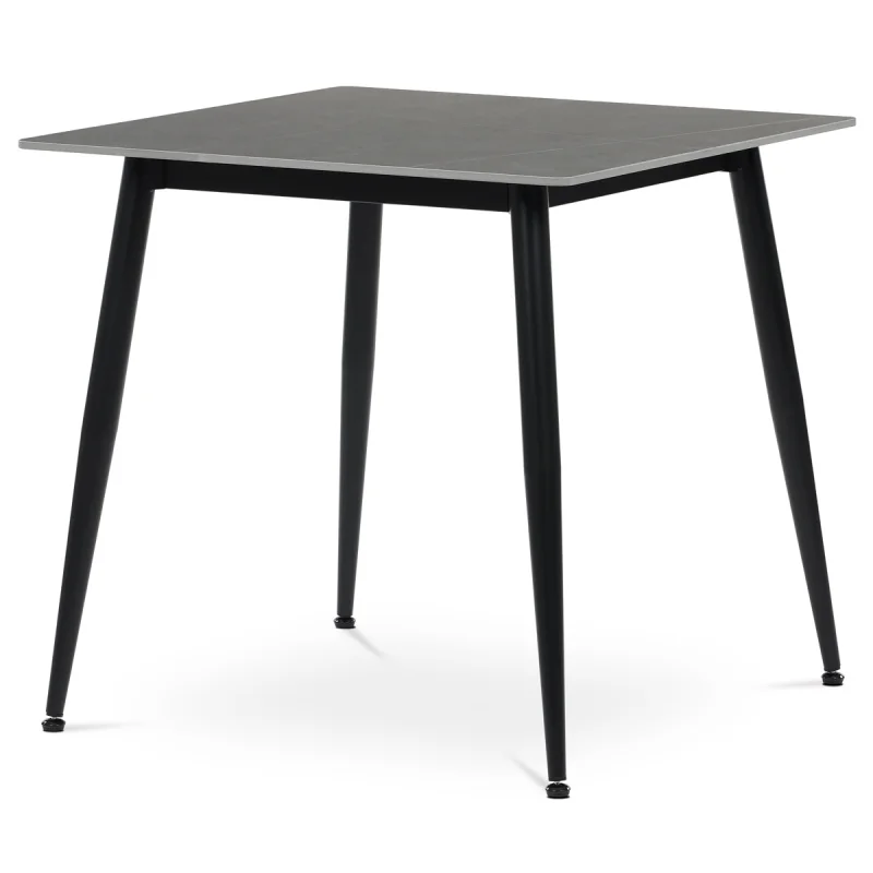 Stůl jídelní, 80x80x76 cm, keramika, kov, šedá, černá