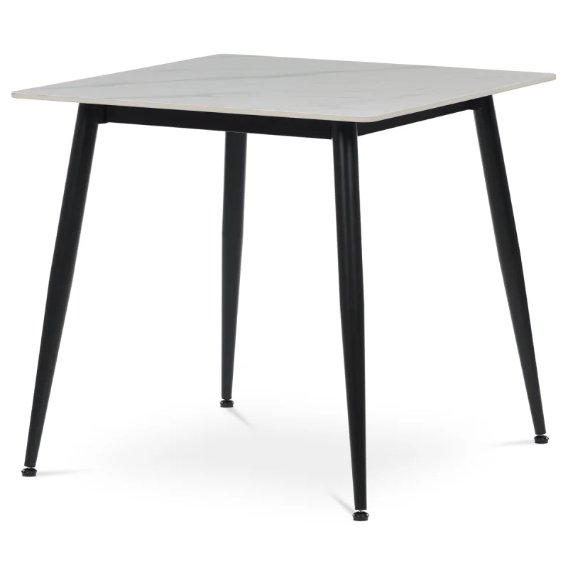 Stůl jídelní, 80x80x76 cm, keramika, kov, bílá, černá