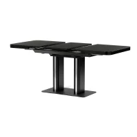 Stůl jídelní rozkládací, 120+40x80x75 cm, MDf, tvrzené sklo, černá