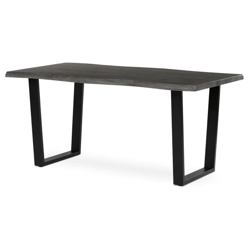 Stůl jídelní, 160x90x75 cm, MDF, kov, šedý dub, černá