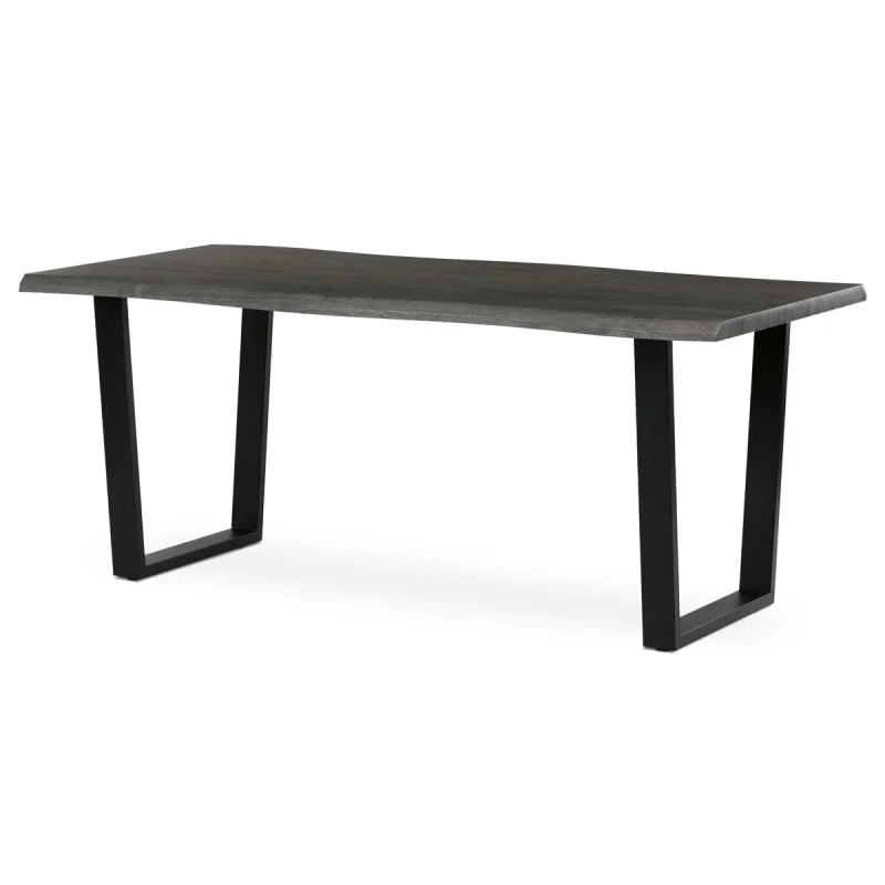 Stůl jídelní, 180x90x75 cm, MDF, kov, šedý dub, černá