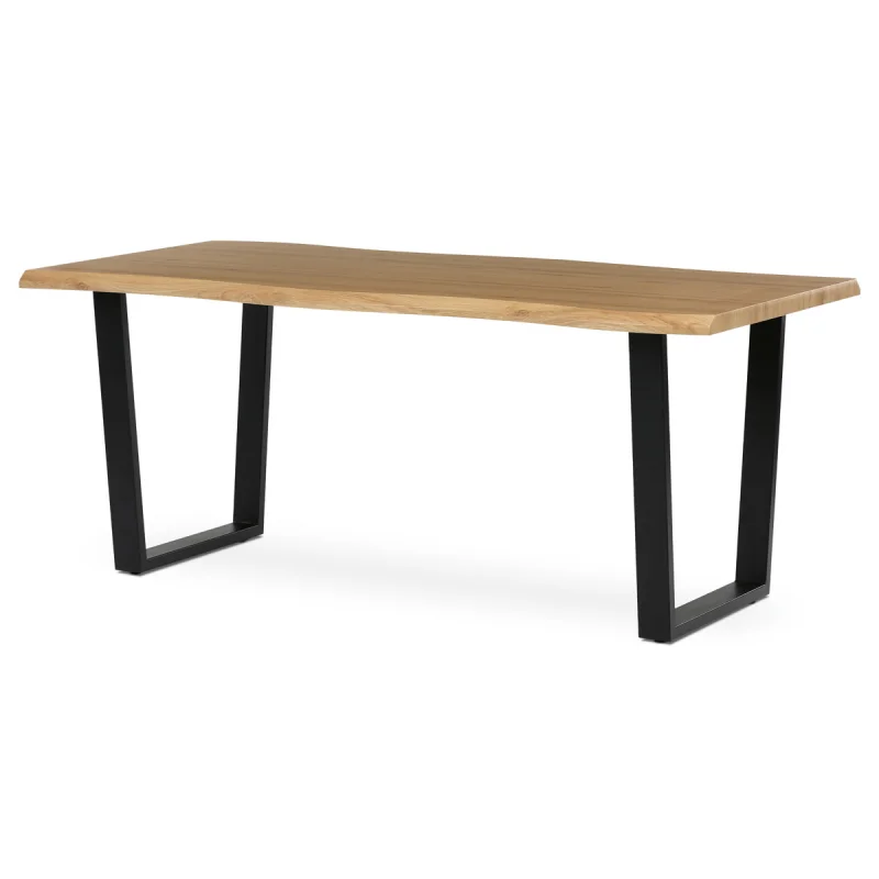 Stůl jídelní, 180x90x75 cm, MDF, kov, divoký dub, černá
