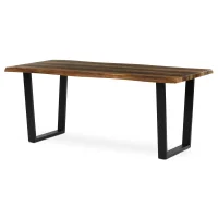 Stůl jídelní, 180x90x75 cm, MDF, kov, Old wood, černá