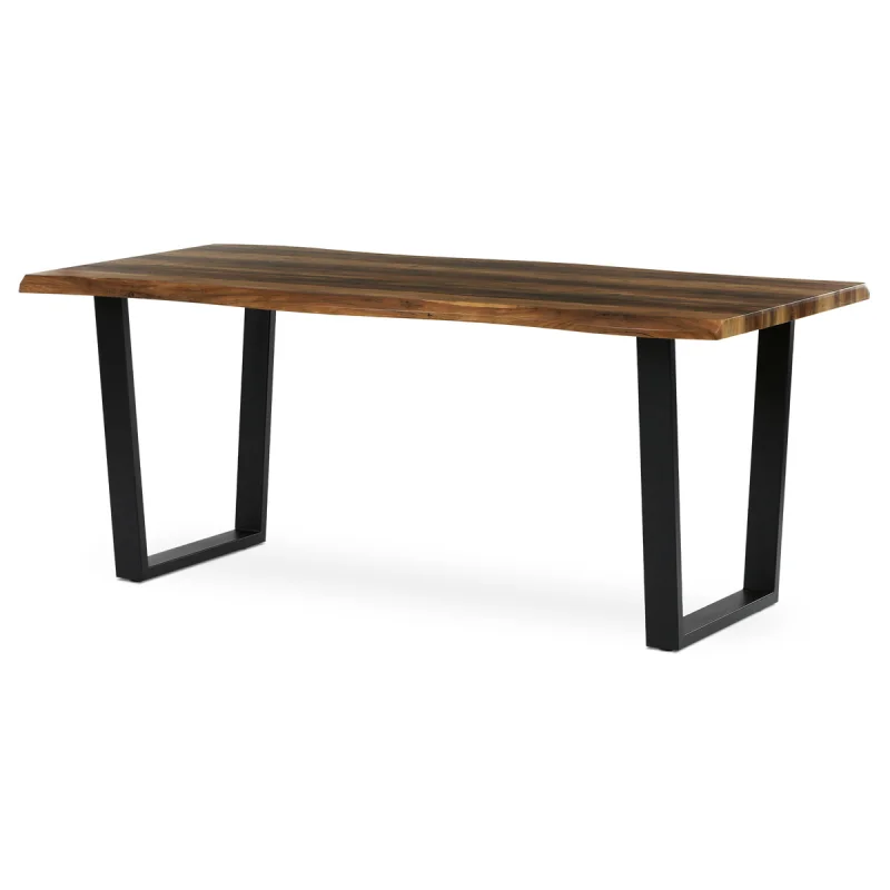 Stůl jídelní, 180x90x75 cm, MDF, kov, Old wood, černá