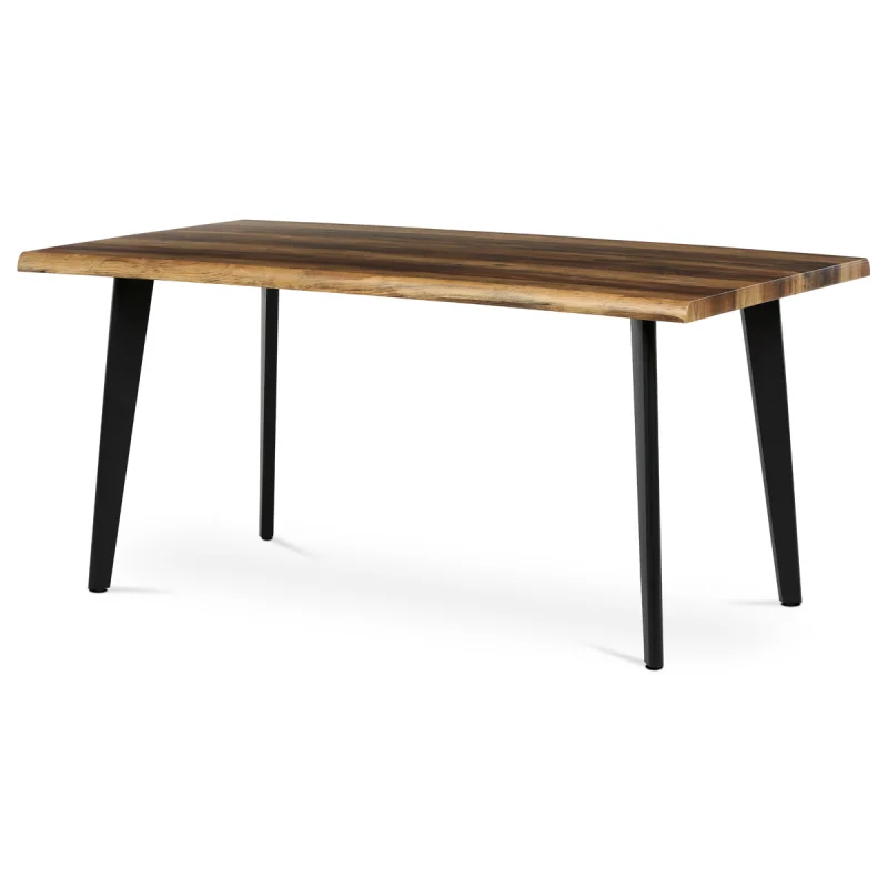 Stůl jídelní, 160x90x75 cm, MDF, kov, Old wood, černá