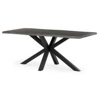 Stůl jídelní, 180x90x76 cm, MDF, kov, šedý dub, černá