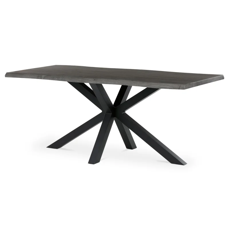 Stůl jídelní, 180x90x76 cm, MDF, kov, šedý dub, černá
