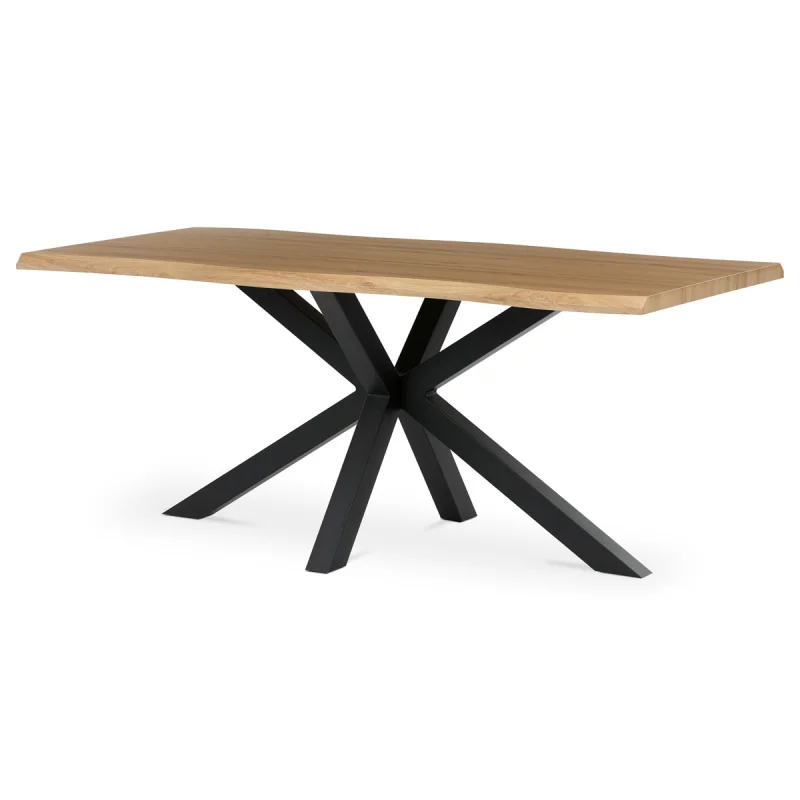 Stůl jídelní, 180x90x75 cm, MDF, kov, divoký dub, černá