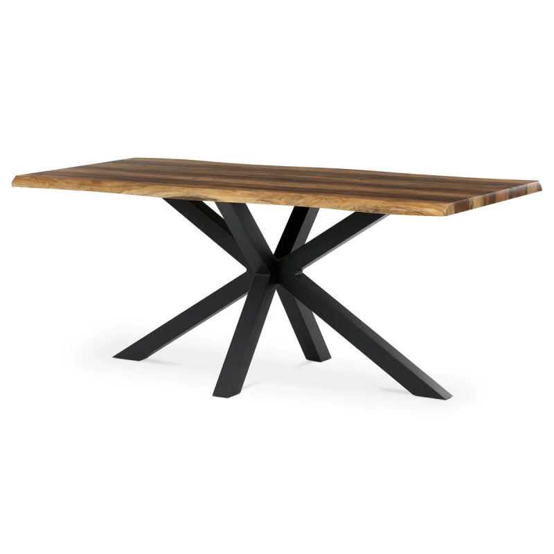 Stůl jídelní, 180x90x76 cm, MDF, kov, Old wood, černá
