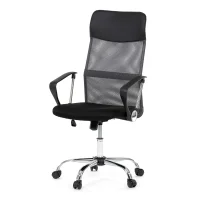 Kancelářská židle s podhlavníkem z ekokůže, potah černá látka MESH a šedá síťovina MESH