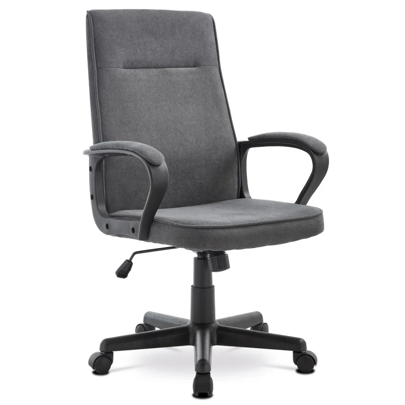 Kancelářská židle, černý plast, šedá látka, kolečka pro tvrdé podlahy