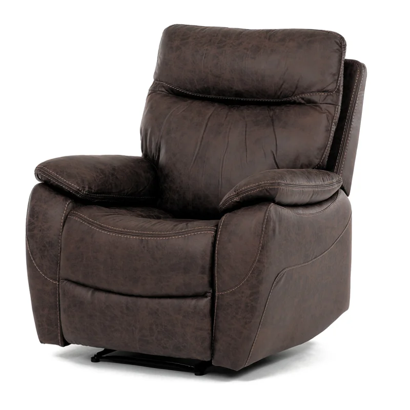 TV a relaxační křeslo s manuálním ovládáním, potah hnědá látka v dekoru vintage