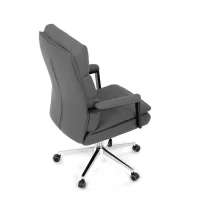 Židle kancelářská, šedá ekokůže, kříž kov chromový, houpací mechanismus, čalouněné područky