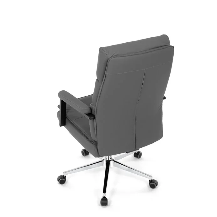 Židle kancelářská, šedá ekokůže, kříž kov chromový, houpací mechanismus, čalouněné područky